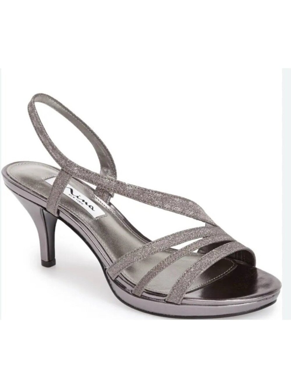Nina New York Silver Sparkle Dressy Sandals Sz 5.5w